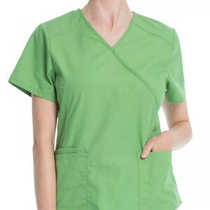 Scrubstar Green Mock Wrap Medical Scrub Top Size XS